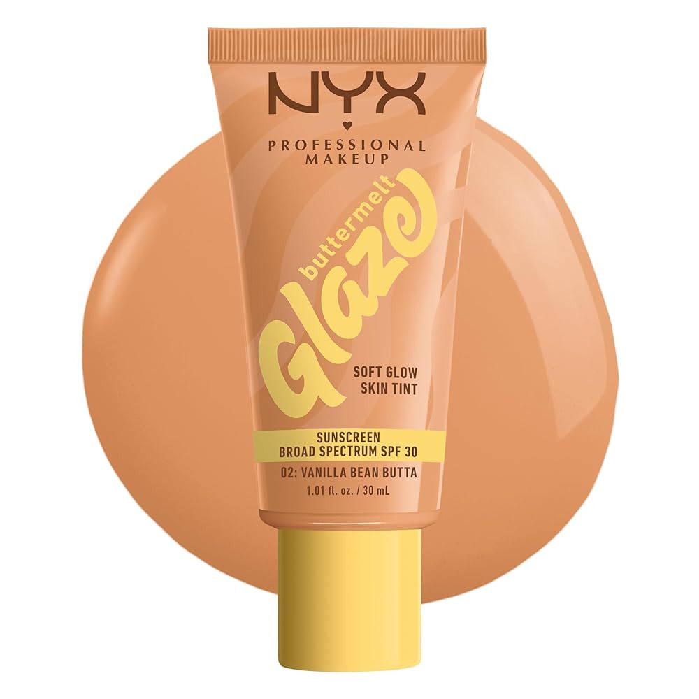 NYX PROFESSIONAL MAKEUP Buttermelt Glaze Soft Glow Skin Tint + SPF 30, Up To 12HR Wear, 02 Vanill... | Amazon (US)