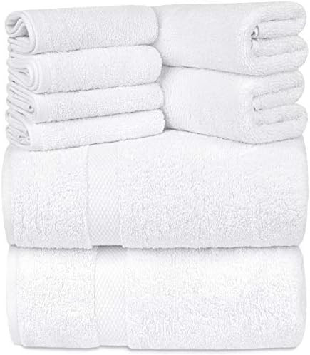 Luxury White Bath Towel Set - Combed Cotton Hotel Quality Absorbent 8 Piece Towels | 2 Bath Towel... | Amazon (US)