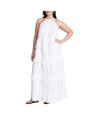 ELOQUII Women's Plus Size Lace Detail Aline Dress - Macy's | Macy's