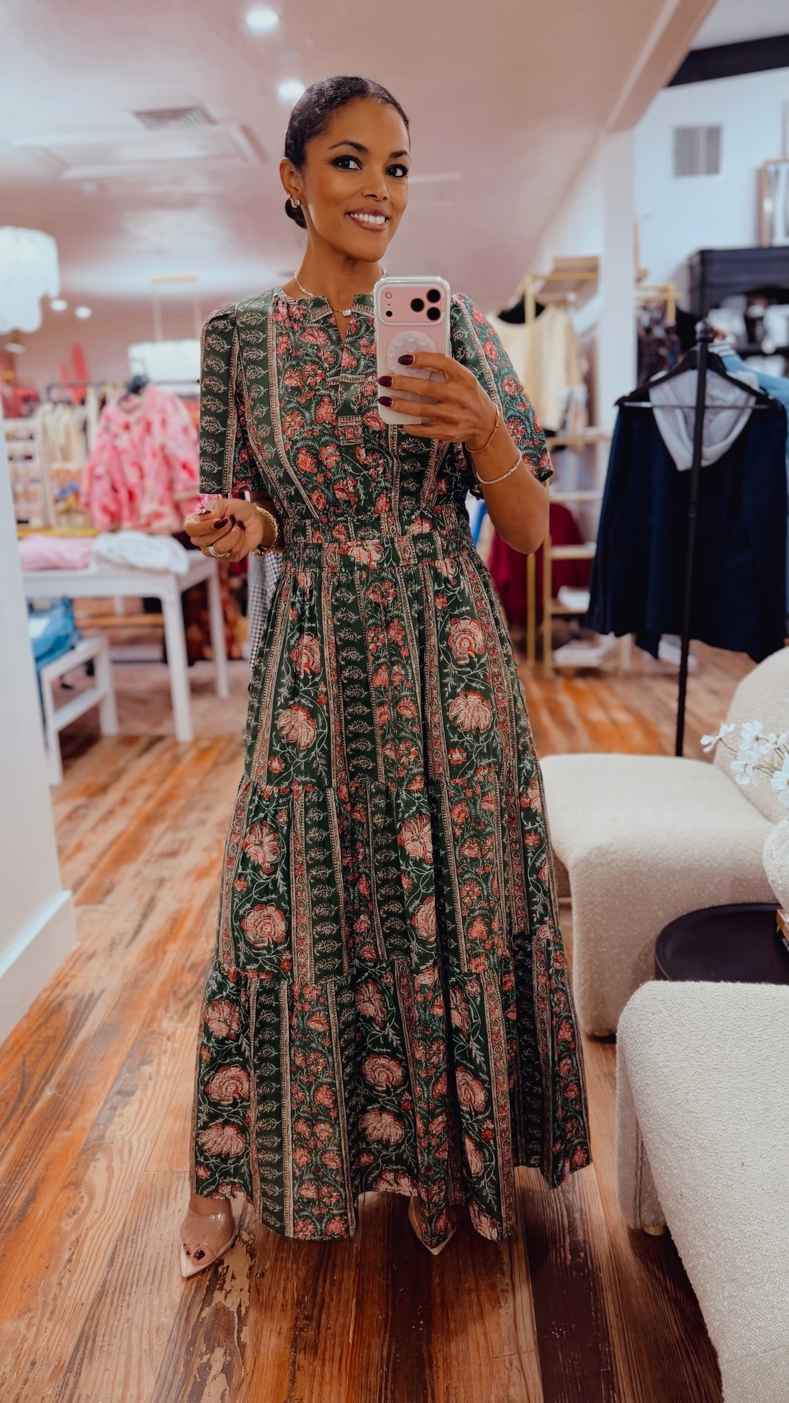 How perfect is this dress! I posted in my stories and so many women commented they absolutely love how this gives simple elegance! Just pair with your favorite boots or heels oh my🤌 wearing size M it’s TTS #falldress #fallfashion
