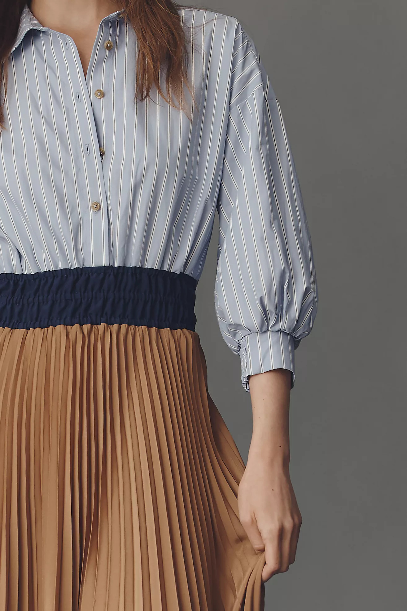 The Somerset Colorblock Pleated Twofer Maxi Dress | Anthropologie (US)