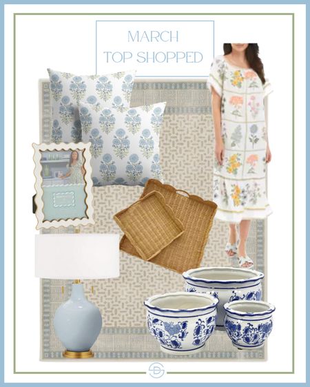 Most shopped items from March. These best sellers are 😍😍 

Favorite decor finds, affordable home decor, timeless washable rug, classic outdoor pillow covers, Amazon favorites, affordable Amazon home decor, spring dress, floral dress, woven tray, chinoiserie pots, blue lamp, scalloped frame 

#LTKfindsunder50 #LTKhome #LTKSeasonal