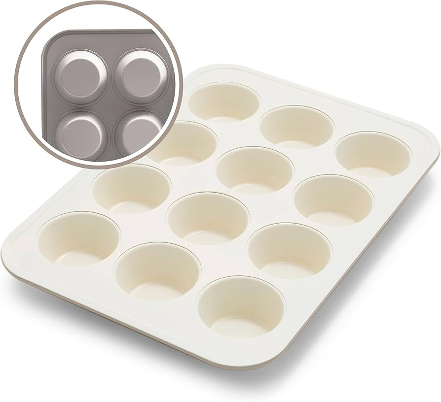 GreenLife 12-Cup Muffin Pan, Healthy Ceramic Nonstick Bakeware, PFOA & PFAS-Free Cupcake Tray, Du... | Amazon (US)
