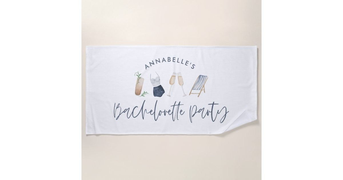 Blue girly modern cocktail script bachelorette beach towel | Zazzle | Zazzle