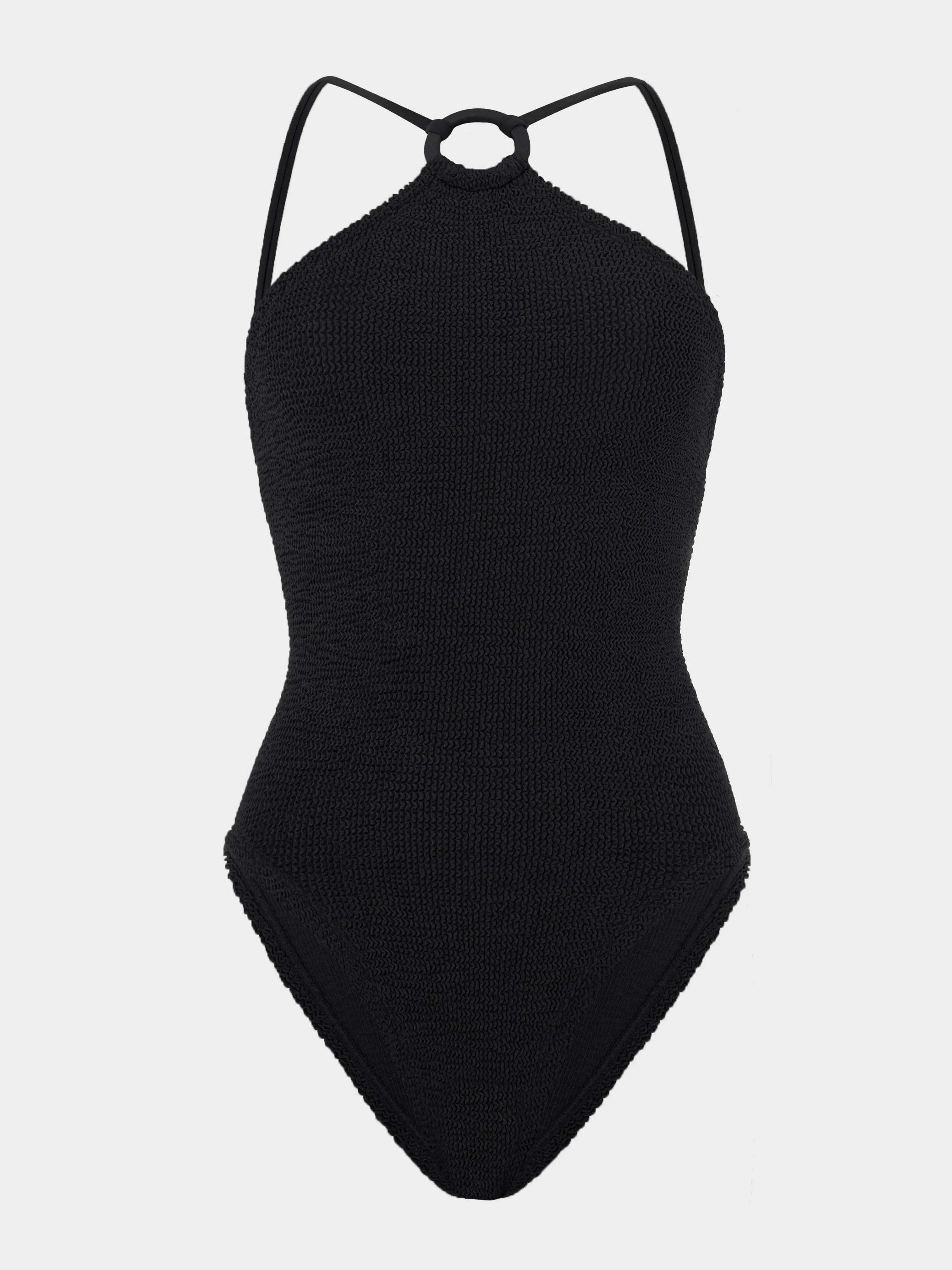 Jasmine Swim With Tonal Hoop - Black | HUNZA G