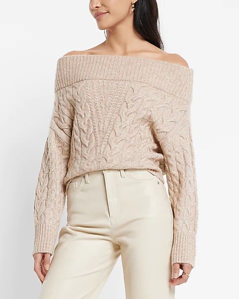 Off The Shoulder Cable Knit Sweater | Express