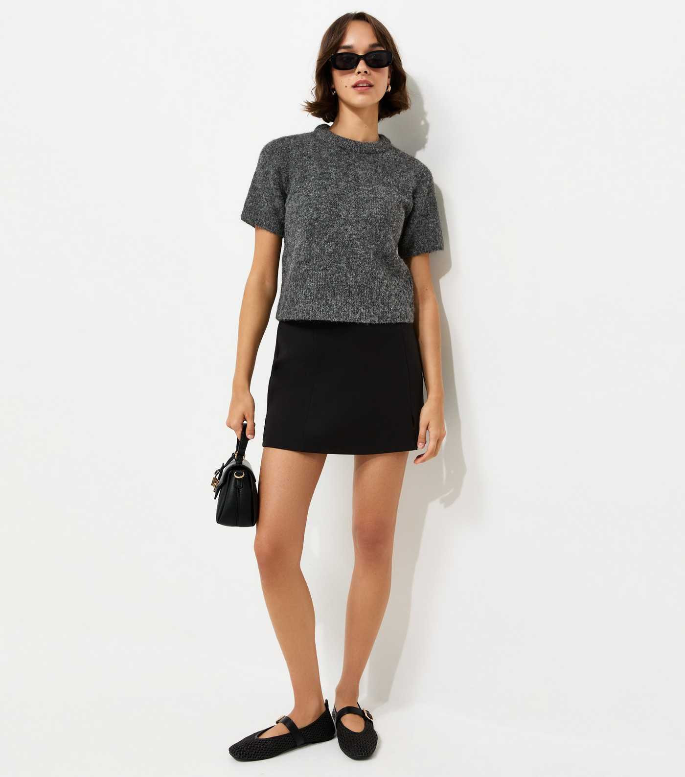 Dark Grey Brushed Knit T-Shirt | New Look | New Look (UK)