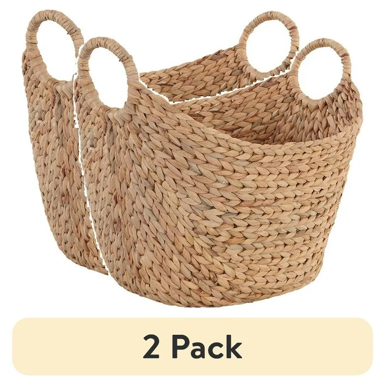 (2 pack) Better Homes & Gardens Extra Large Natural Woven Water Hyacinth Boat Decorative Storage ... | Walmart (US)