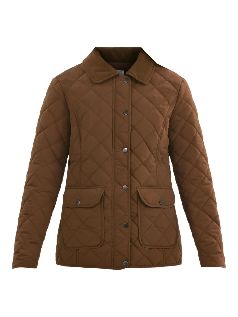 Time and Tru Women's Quilted Barn Coat, Midweight, Sizes XS-3X | Walmart (US)