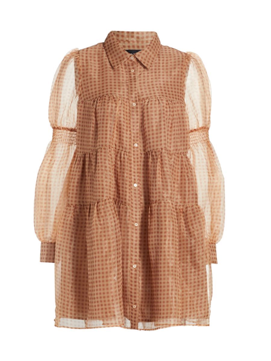 EN SAISON Gingham Organza Tiered Shirtdress | Saks Fifth Avenue