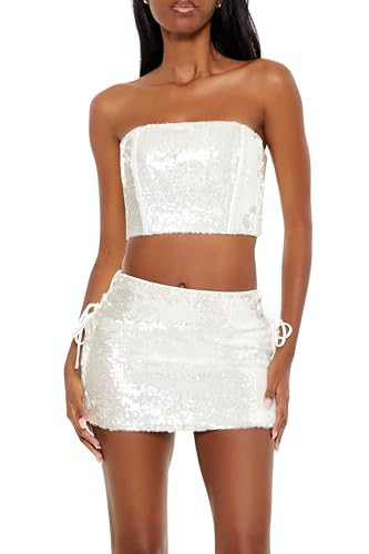 Forever 21 Women's Sequin Tube Top Egret X-Large | Amazon (US)