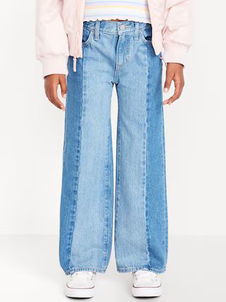 High-Waisted Two-Tone Baggy Wide-Leg Jeans for Girls | Old Navy (US)