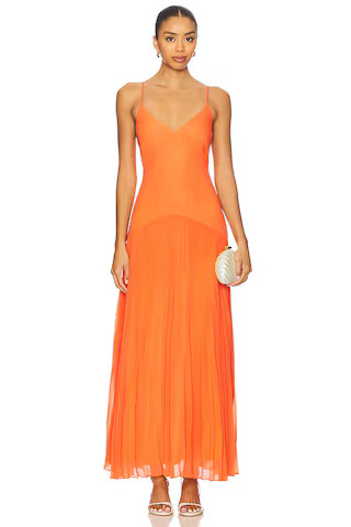 CAMI NYC Jennelyn Chiffon Pleated Gown in Clementine from Revolve.com | Revolve Clothing (Global)