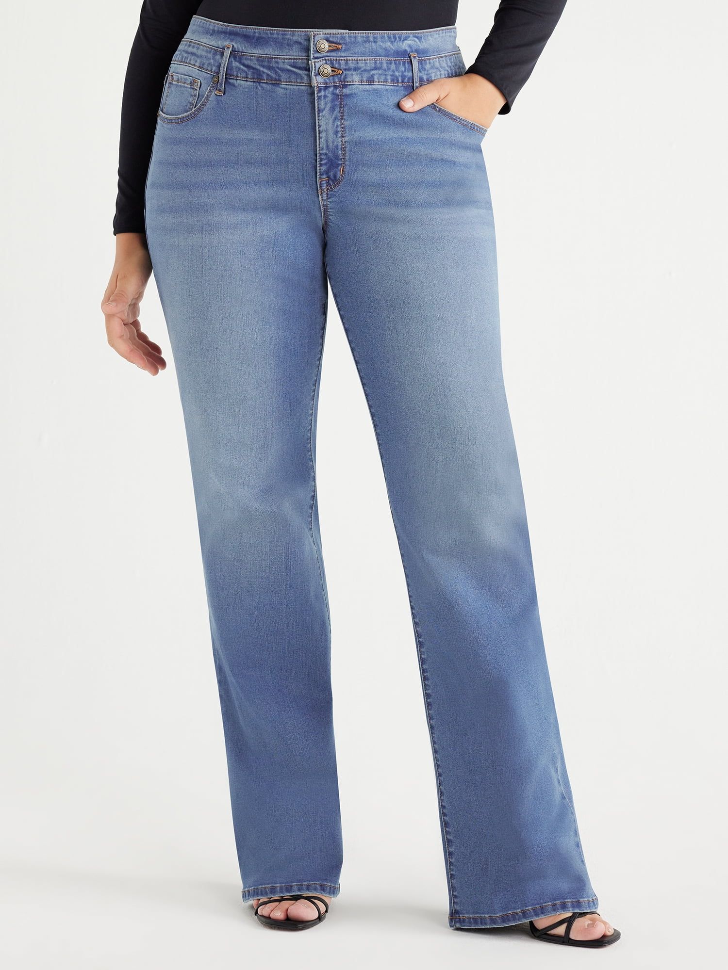 Sofia Jeans Women's Plus Size Marisol Curvy Bootcut Super High Rise 2 Button Jeans, 31.5" Inseam,... | Walmart (US)