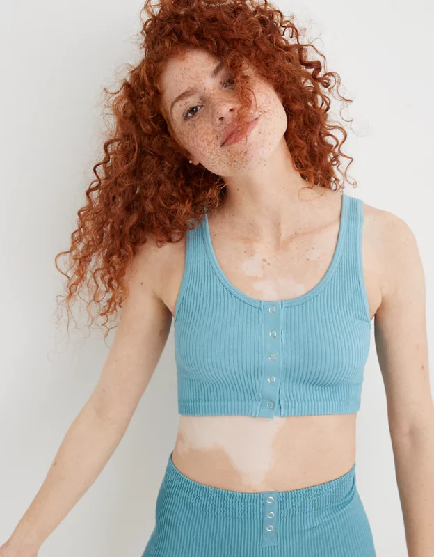 Aerie Seamless Snap Front Longline Bralette | American Eagle Outfitters (US & CA)