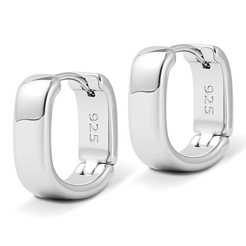 925 Sterling Silver Chunky Hoops Earrings, Small Hoop Earrings for Women, Hypoallergenic Huggie Hoops, Small Thick Huggie Hoop Earrings for Jewelry Gifts | Amazon (US)