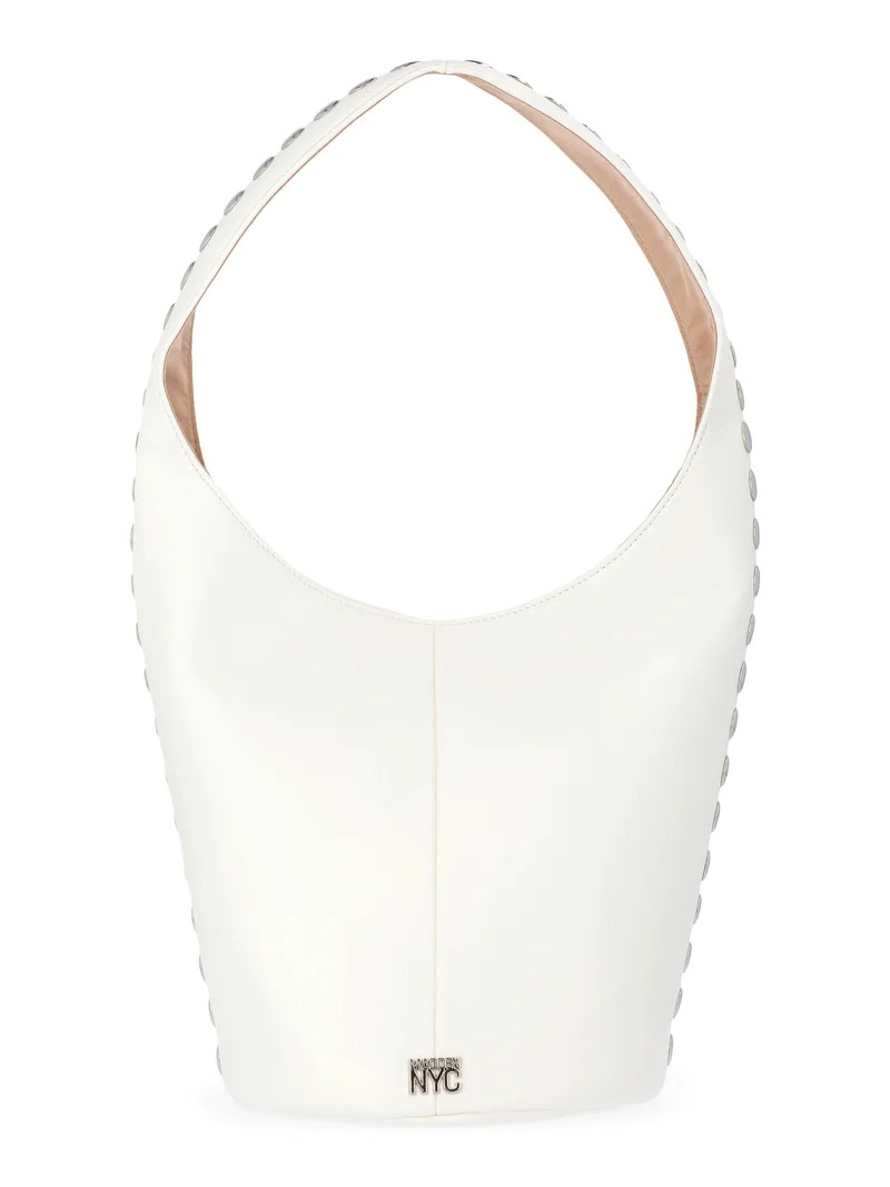 Madden NYC Women's Studded Bucket Shoulder Bag, White | Walmart (US)