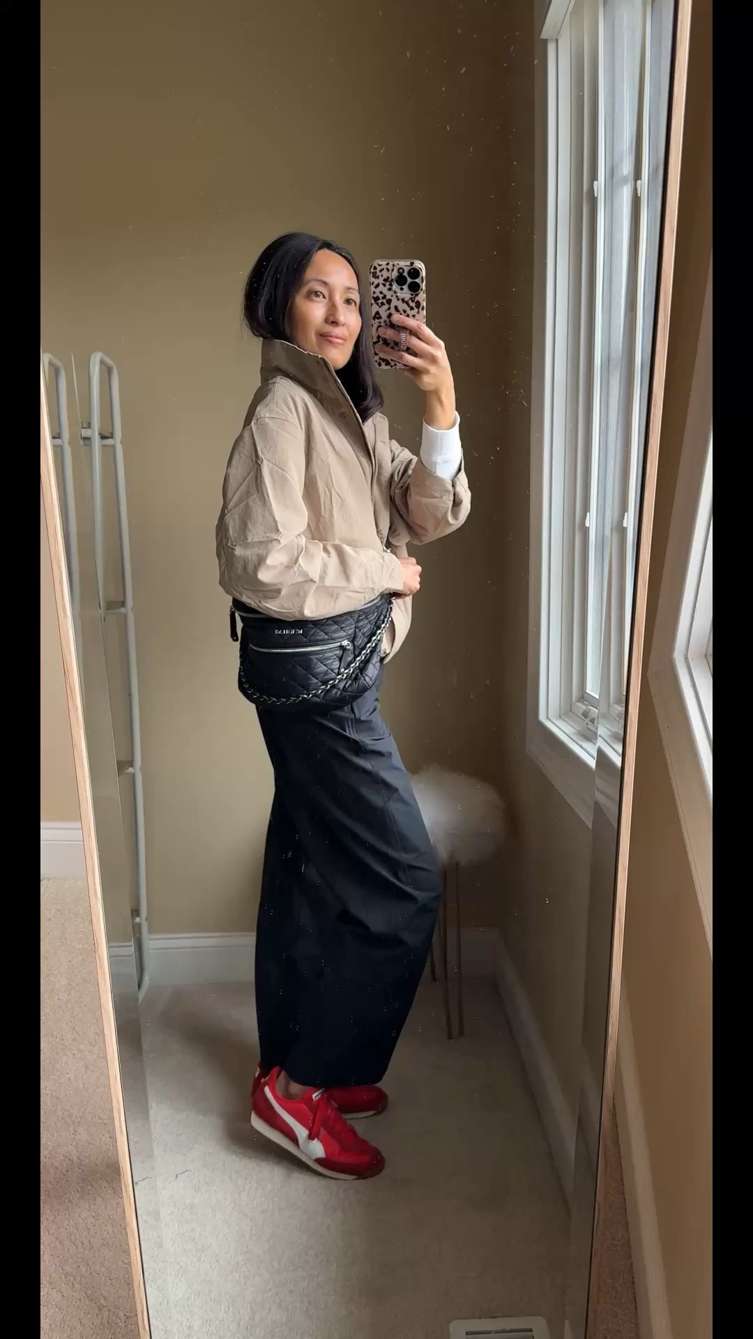 Spring outfit. Travel outfit  Easy, weekend athleisure outfit. 
- Comfy white long sleeve t-shirt: exact t-shirt true to size. 
- Barrel leg athleisure pants: exact pants size down. 
- Funnel neck jacket: exact is an updated athleisure style with good details and hidden hood. I love the adjustable cinchable waist design. Good Spring jacket. Also linking a lower priced option that looks very similar. 
- Pop of color sneakers: exact true to size. 
- Sling bag: my go-to athleisure style bag for the last few years. Travel bag  


#LTKTravel #LTKootd #LTKOver40