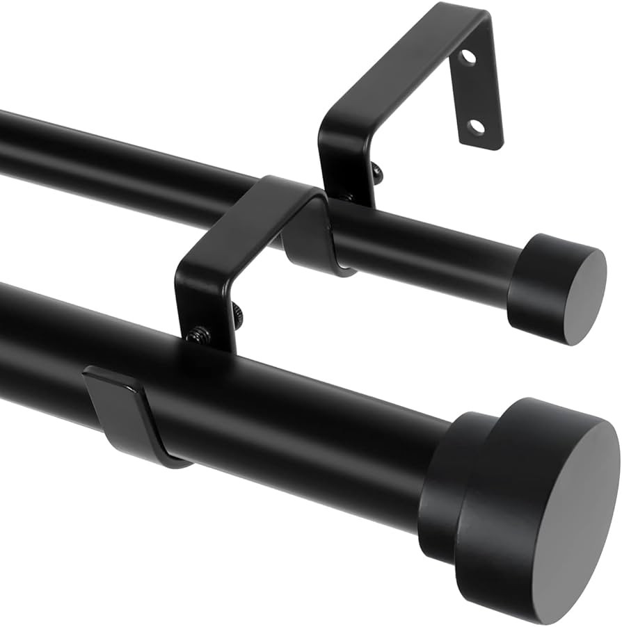 Black Double Curtain Rods for Windows 72 to 144 Inch(6-12Ft),Adjustable Telescoping Double Curtai... | Amazon (US)