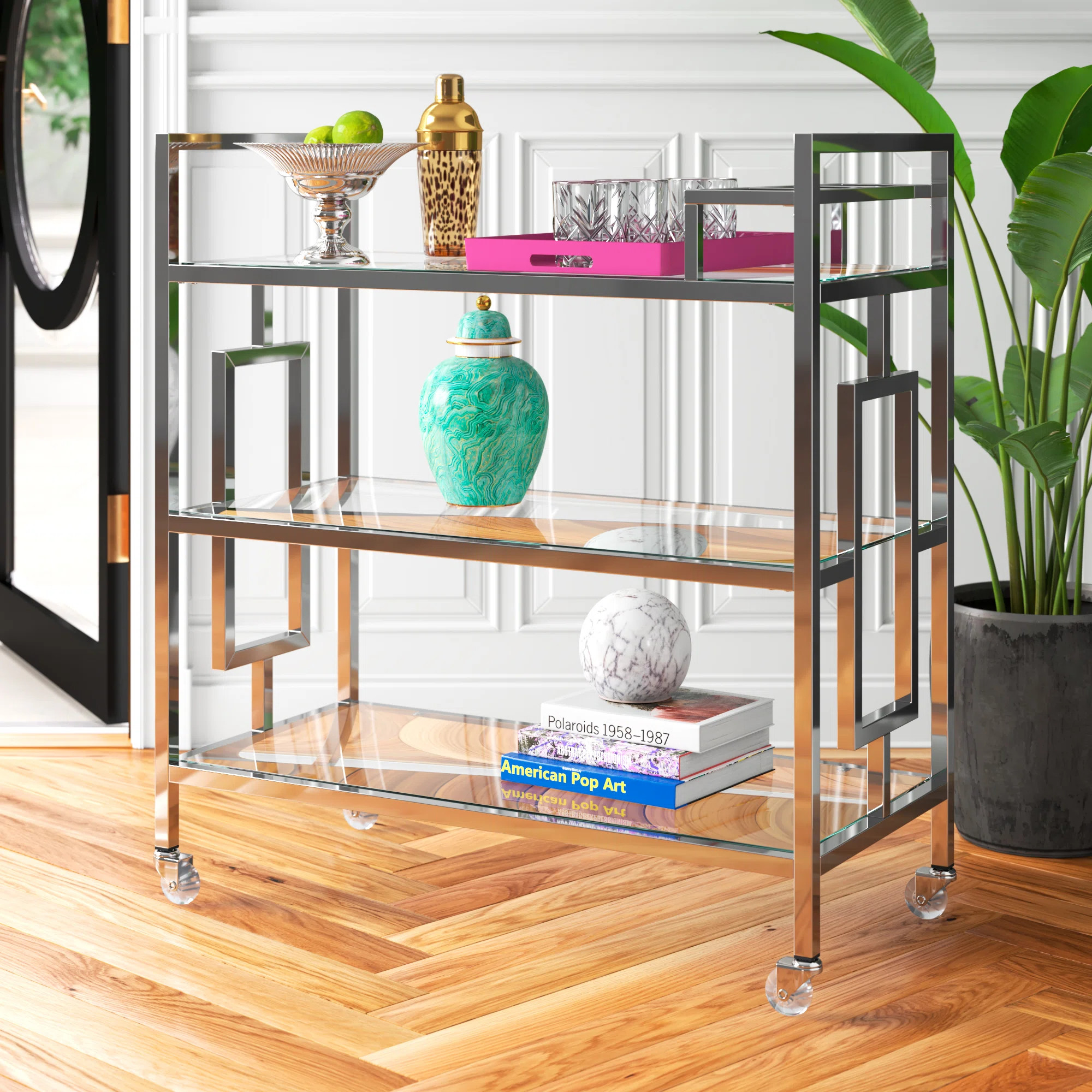 Mercer41 Palvi Tempered Glass Bar Cart & Reviews | Wayfair | Wayfair North America
