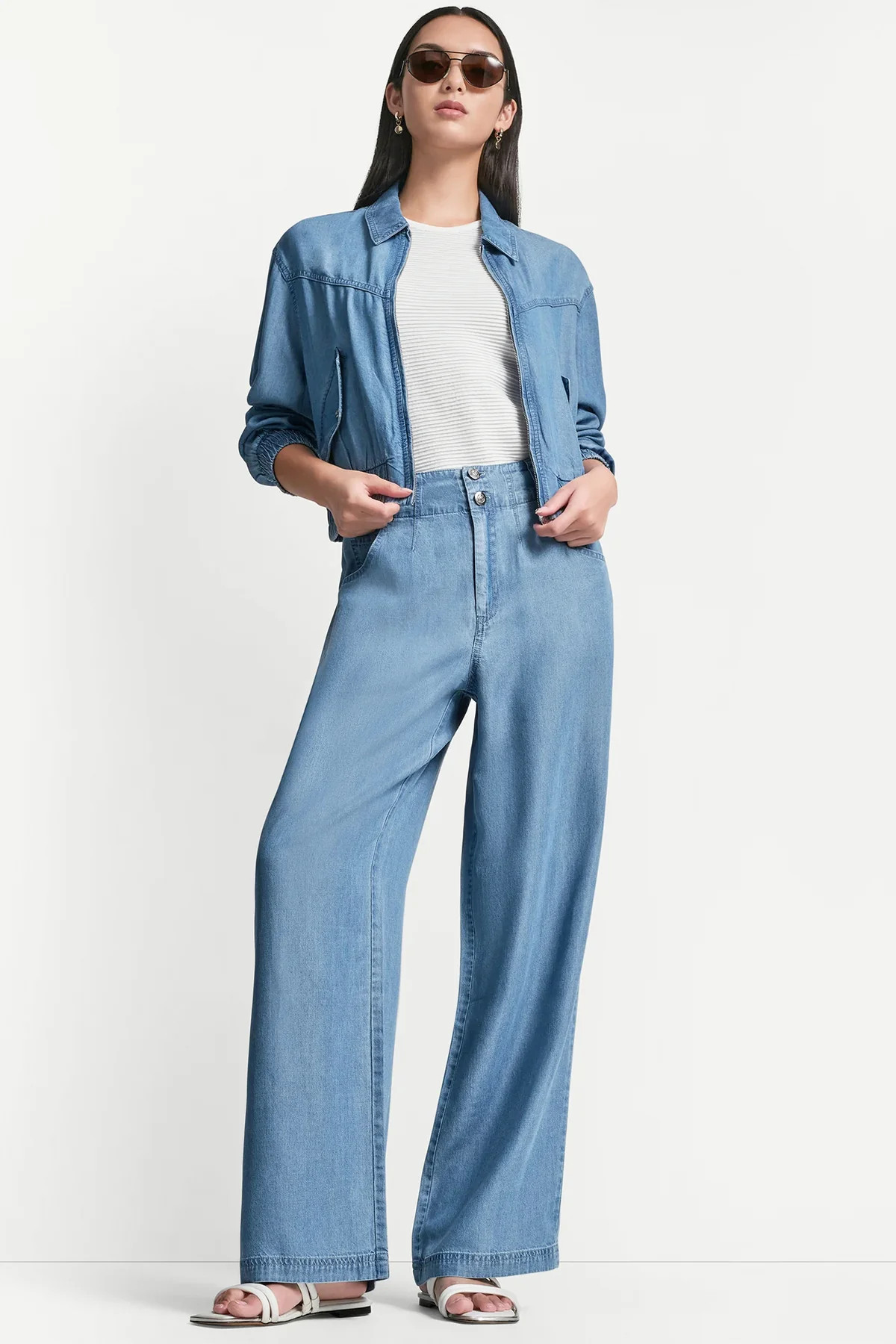 HIGH-RISE TENCEL WIDE LEG TROUSER JEAN | DKNY