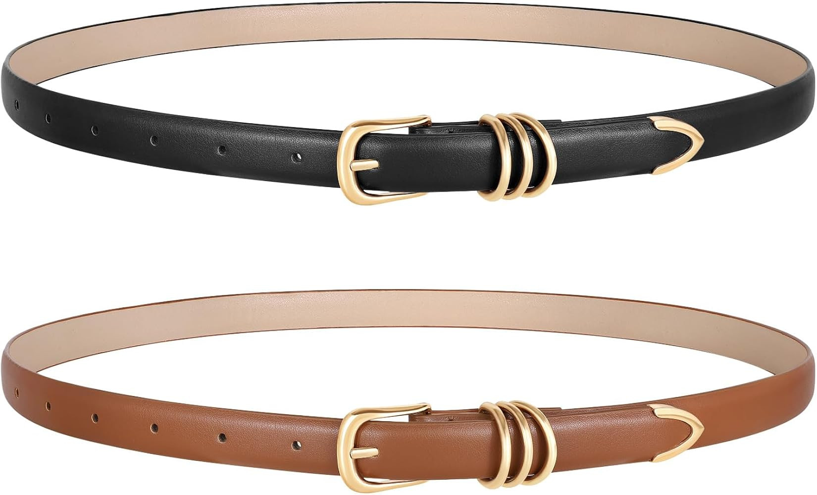 2 Pack Women Skinny Leather Belts Fashion Thin Waist Belt for Jeans Dresses Pants | Amazon (CA)