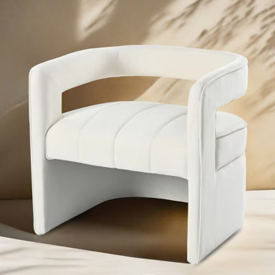 24.25'' Velvet Modern Accent Chair Fully Upholstered with Ribbed Detail and Luxury Design | Target