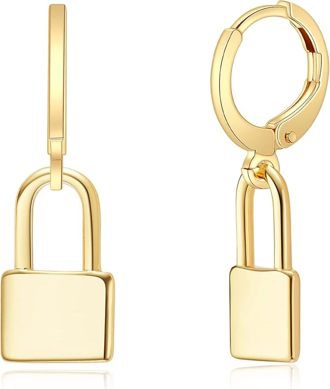 SANNYRA Women's 14K Gold Plated Agate and Cubic Zirconia Hoop Earrings | Amazon (US)