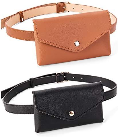 D.LerBung 2 Pieces Womens Fanny Pack Leather Belt with Removable Belt Waist Pouch Fashion Belt Ba... | Amazon (US)