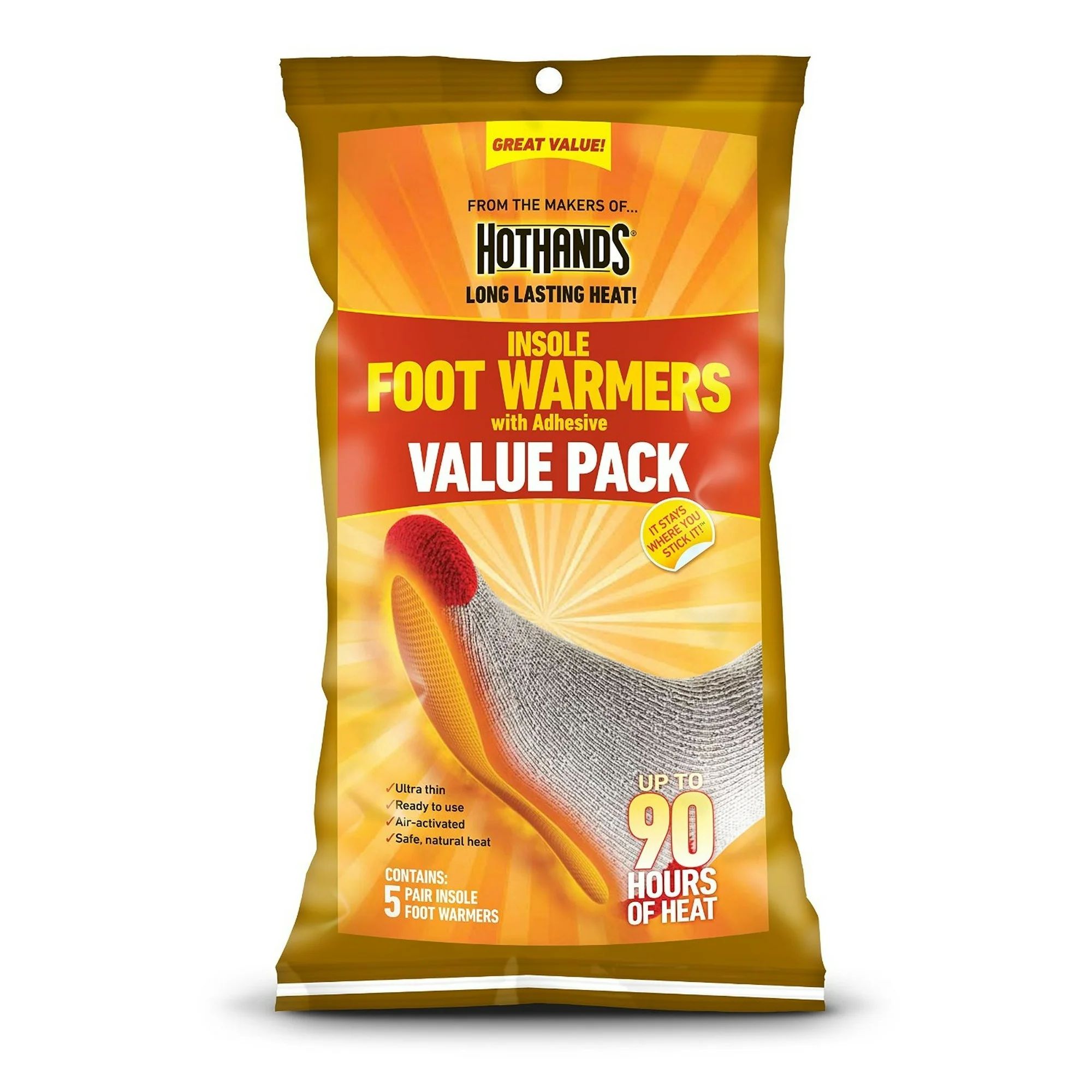 HotHands 9 Hour Adhesive Foot Warmers | 5 Pair Per Pack | Walmart (US)