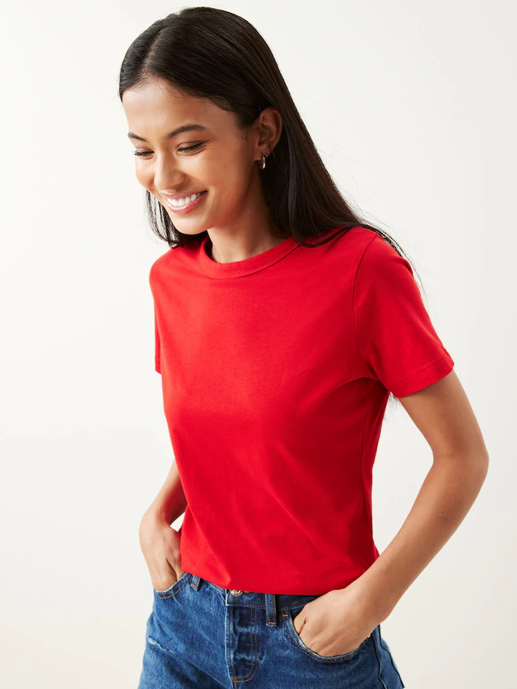 Rood - Must-have T-shirt met korte mouwen en ronde hals | Next EU