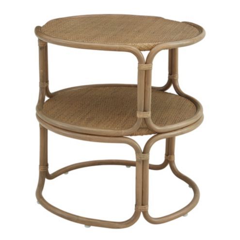 Mari Round Side Table 2 Tiered Rattan | Ballard Designs, Inc.