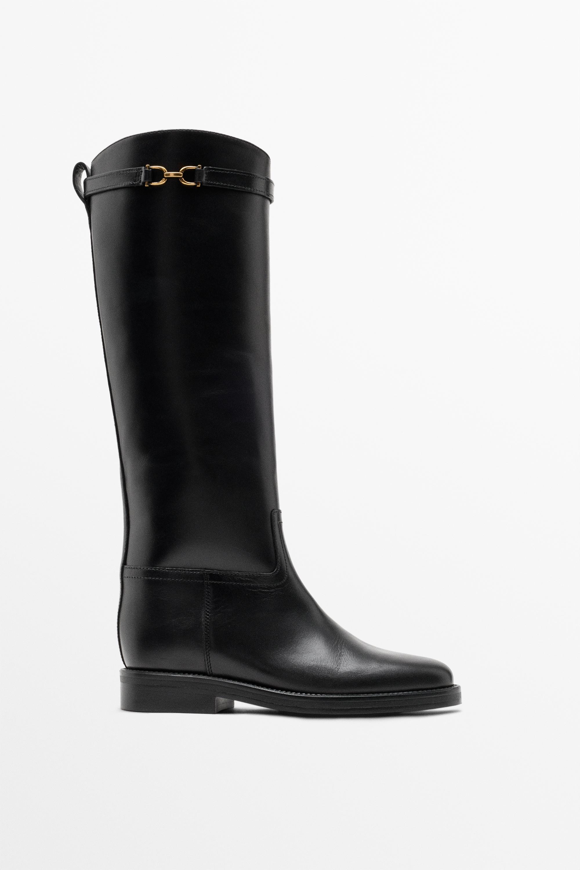 Leather riding boots - BLACK | Massimo Dutti UK