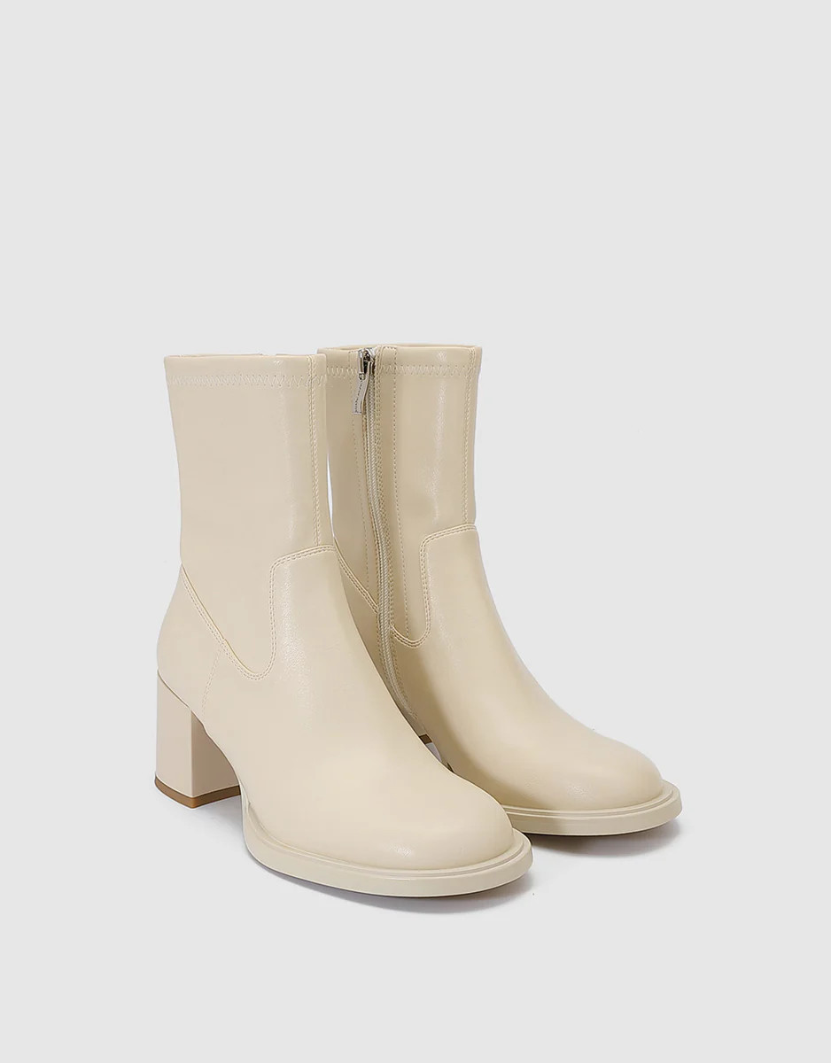 Faux Leather Heeled Boots | Urban Revivo