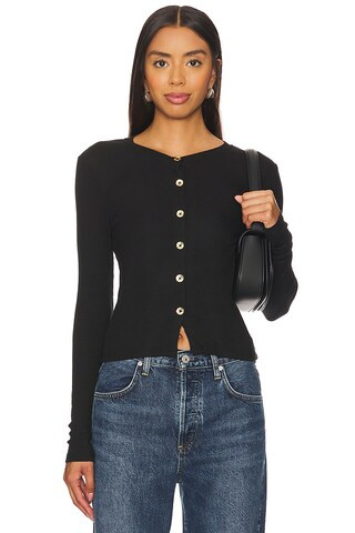 Delilah Faux Fur Collar Cardigan in Black | Revolve Clothing (Global)