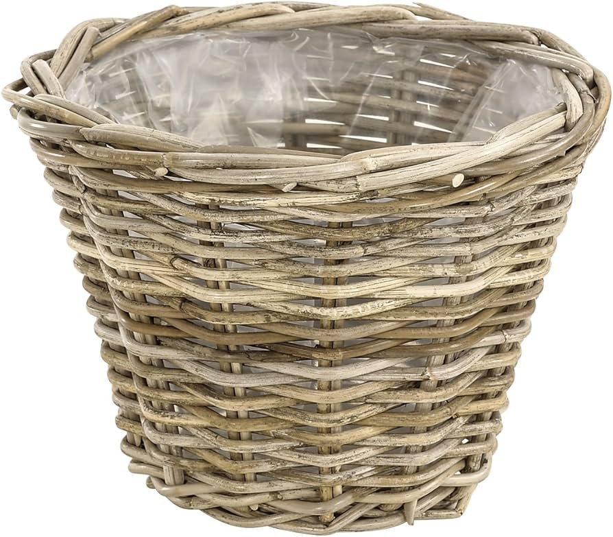 Dehner Rattan Plant Pot, Diameter 29 cm, Height 20 cm, Rattan Wicker, Grey/Brown | Amazon (DE)