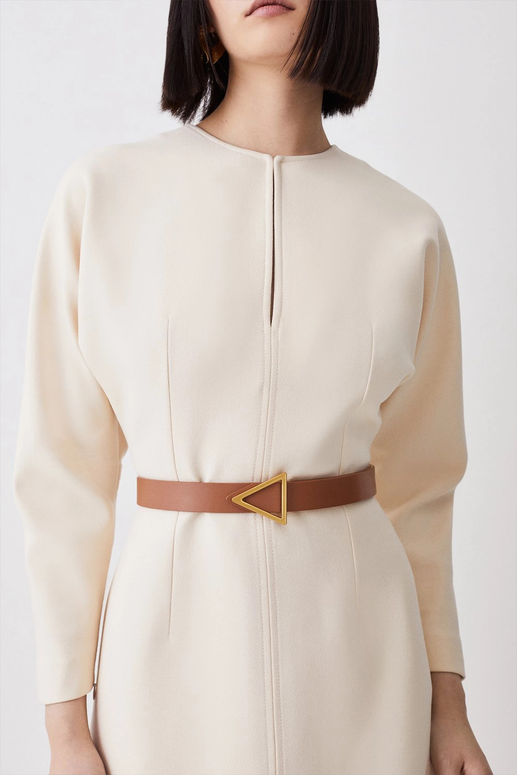 Leather Triangle Buckle Belt | Karen Millen UK + IE + DE + NL