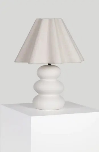 Kelsey 17.5" Modern Organic Shape LED Table Lamp with Ceramic Base and Wavy Cotton Fabric Shade | Nordstrom