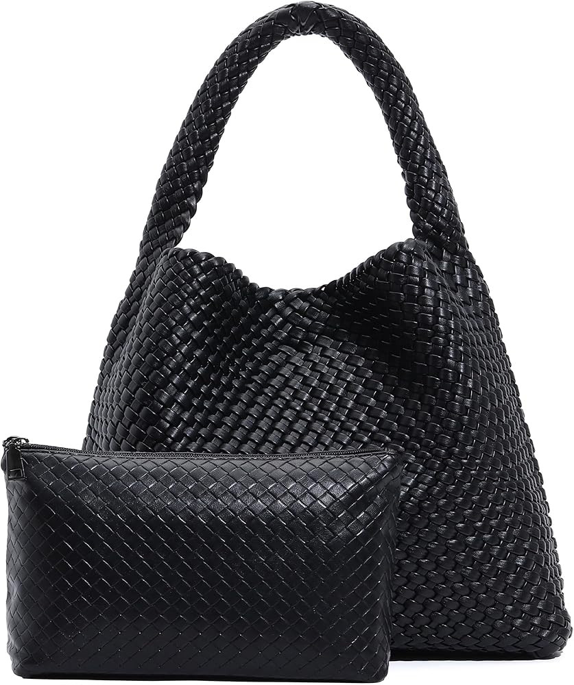 Amazon.com: Large Woven Tote Bag for Women with Purse Fashion Shoulder Hobo Underarm Bags Woven S... | Amazon (US)