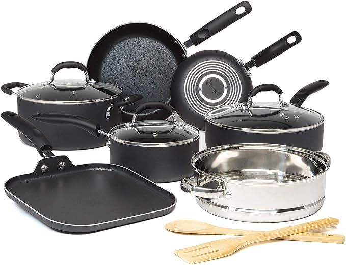Goodful Premium Non-Stick Cookware Set, Dishwasher Safe Pots and Pans, Diamond Reinforced Coating... | Amazon (US)