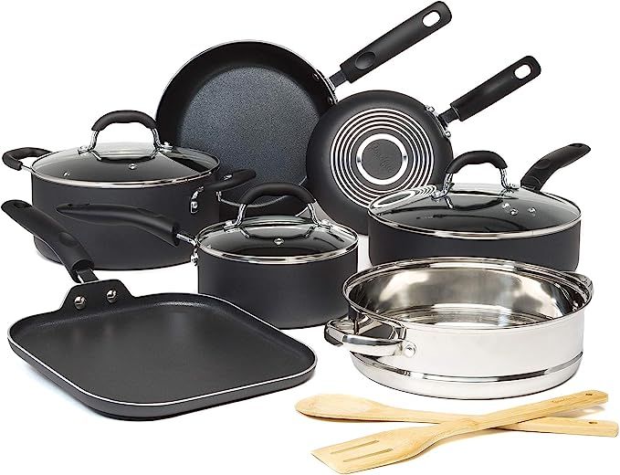 Goodful Premium Non-Stick Cookware Set, Dishwasher Safe Pots and Pans, Diamond Reinforced Coating... | Amazon (US)