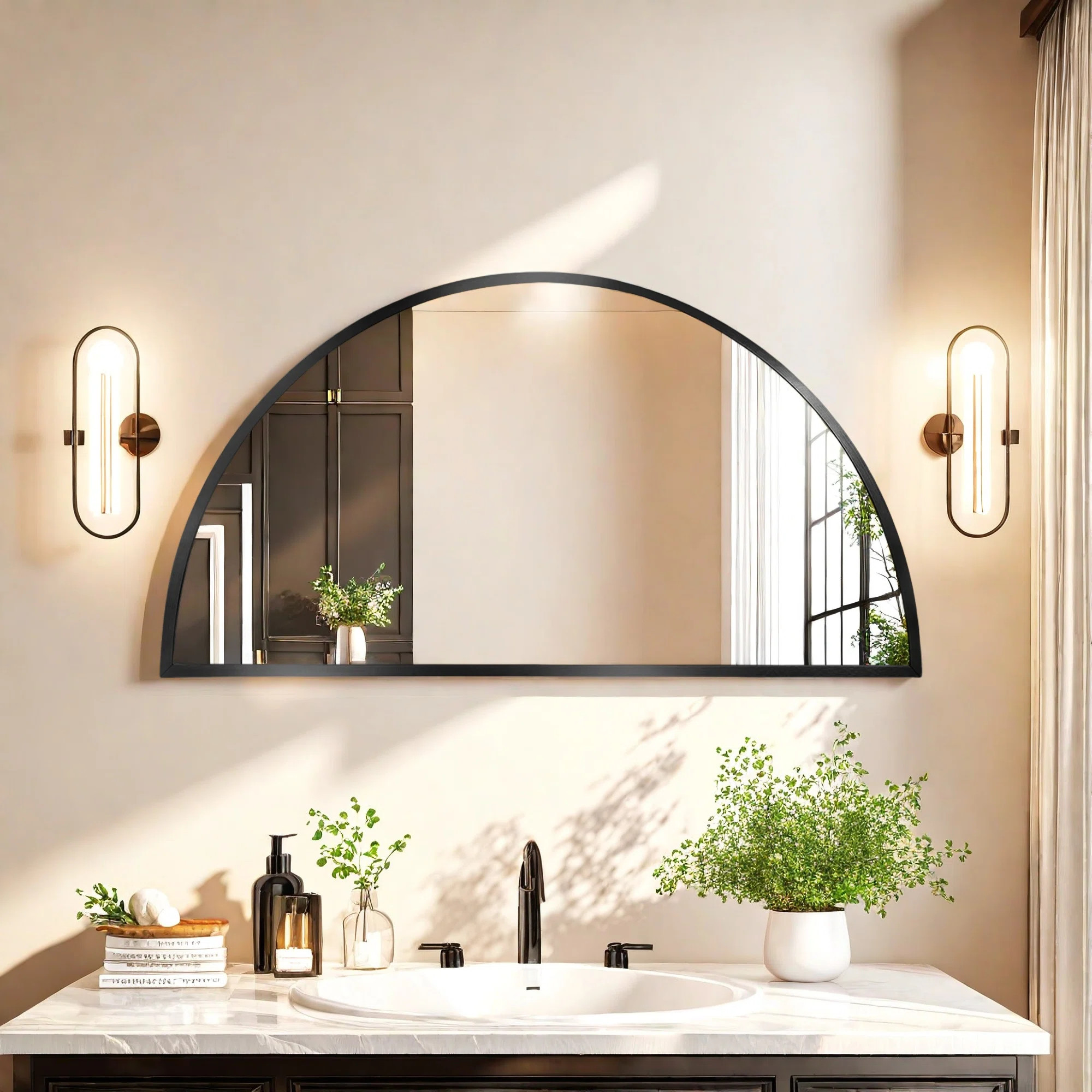 Half circle mirror arch Wall Mirror Modern Metal Frame For Entryway Living Room Bedroom Wall Deco... | Wayfair North America