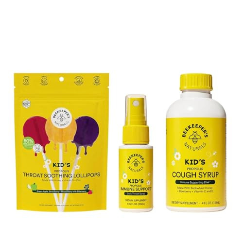 Beekeeper's Naturals Kid's Immune Support Essentials | Kid's Propolis Throat Spray - Propolis Honey Cough Syrup for Kids - Throat Soothing Lollipops | Natural Immune Support - Sore Throat Relief | Amazon (US)