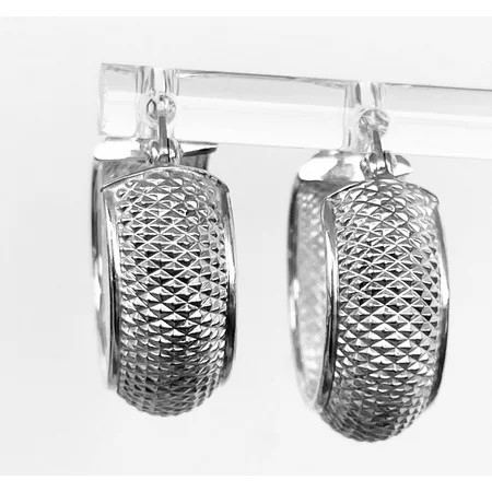 Sterling Silver Textured Wide Hoop Earrings Item #6010 - 5/8 wide 1 long | Walmart (US)