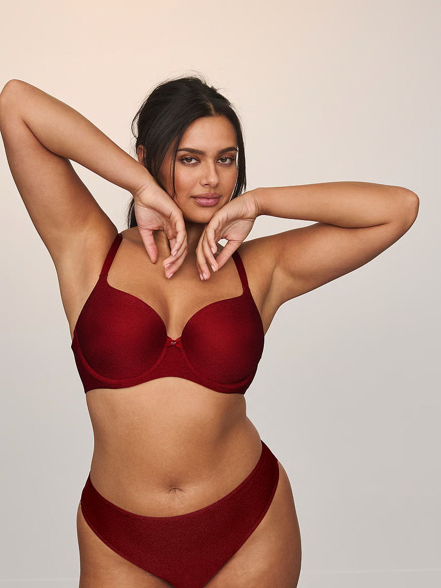 Buy Shimmer Lightly Lined Demi Bra, Red Lacquer - Order Bras online - Victoria's Secret US | Victoria's Secret (US / CA )