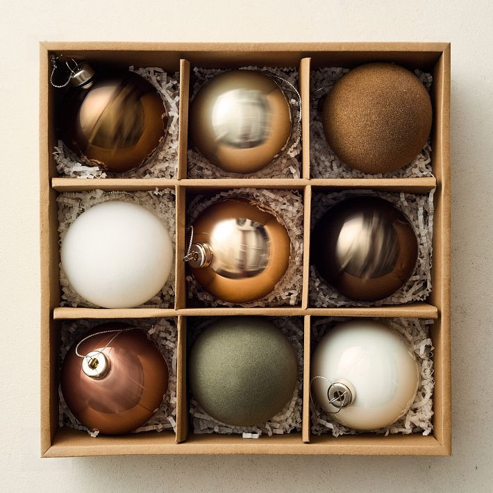 Neutrals Glass Ball Ornaments (Set of 9) | West Elm (US)