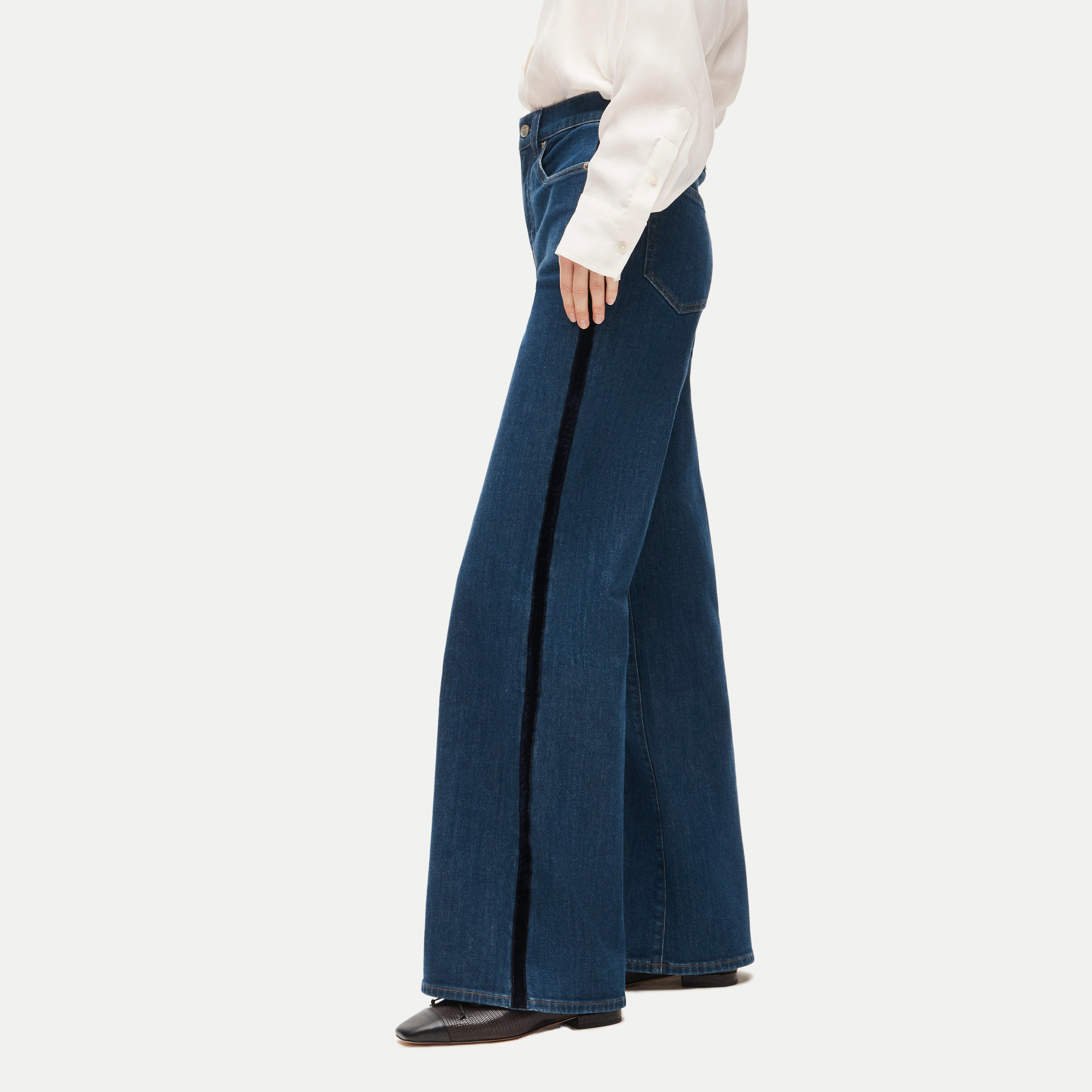Petite denim trouser jean with corduroy stripe | J. Crew US