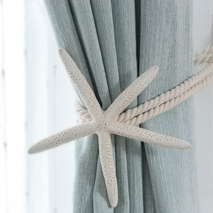 CHICTIE 2 Pieces Natural Starfish Curtain Tiebacks Rope Drape Cotton Tie Band Drapery Holdbacks B... | Amazon (US)