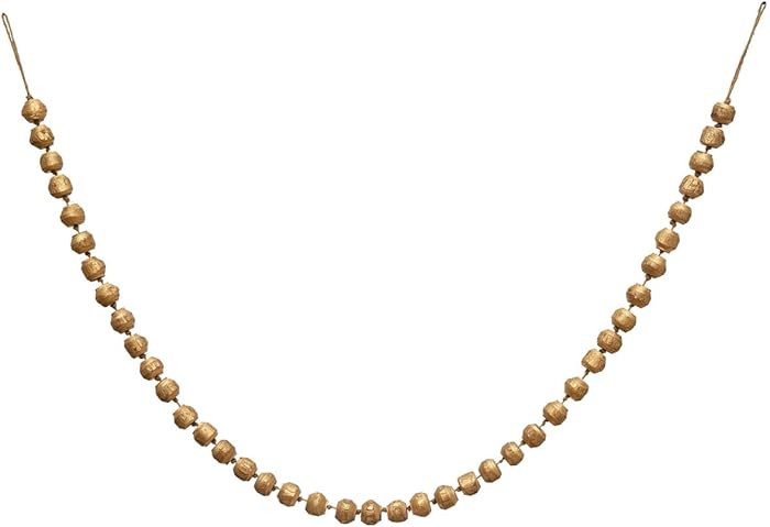 Creative Co-Op Paulownia Wood Bead Garland, Gold Finish | Amazon (US)