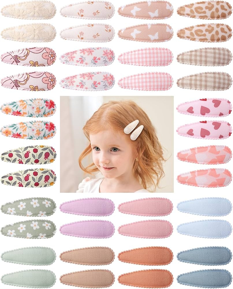 doboi 40Pcs Toddler Hair Clips Baby Girl Hair Bows Clips Floral Print Non Slip Wrapped Snap Heart... | Amazon (US)